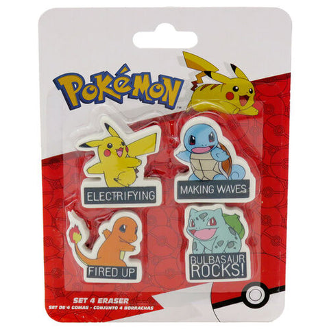 Conjunto 4 Borrachas - Pokemon
