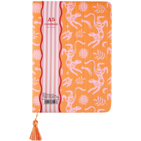 Caderno Formato A5 Tecido - Orange Sunny Jungle