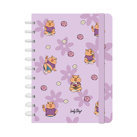 Caderno Discos Formato A4 - Capivara Flower