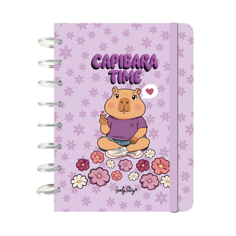 Caderno Discos Formato A5 - Capivara Flower