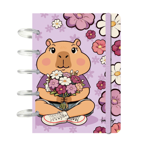 Caderno Discos A6 - Capivara Flower