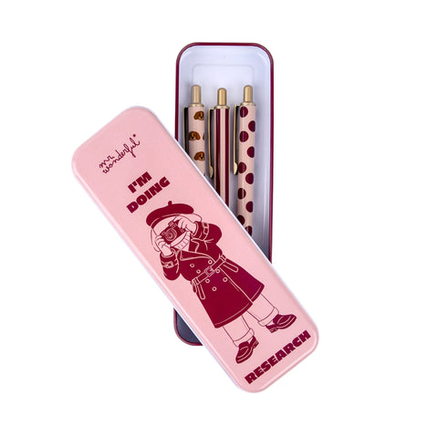 Estojo Metálico + 3 Canetas - Doggy
