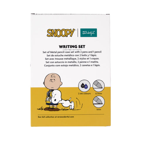 Estojo Metálico + 3 Canetas - Snoopy