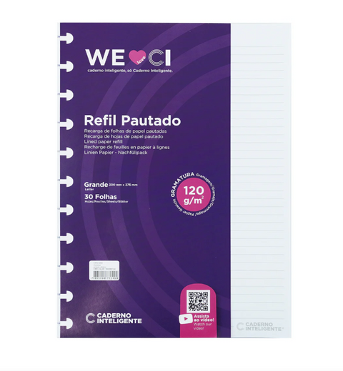 Recarga para Caderno Inteligente A4 Pautadas 120g
