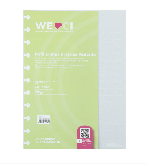 Recarga para Caderno Inteligente A4 Pautadas com Linhas Brancas 120G