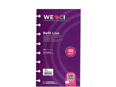 Folhas Caderno Inteligente A5 Lisas 90g