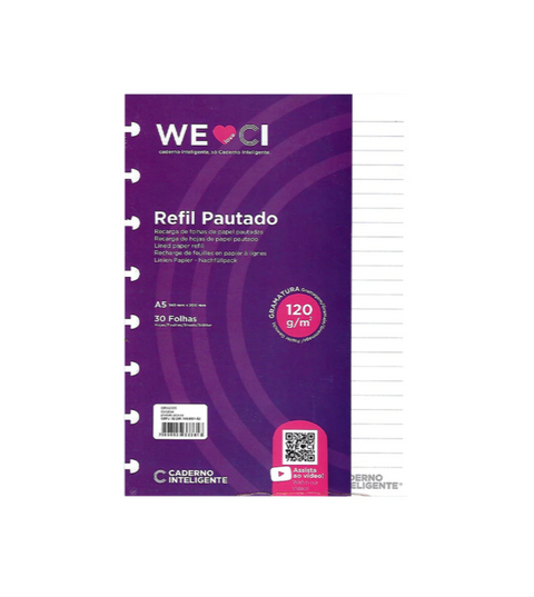 Recarga para Caderno Inteligente A5 Pautadas 120g
