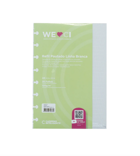Recargas Caderno Inteligente A5 Pautadas 120G Linhas Branco