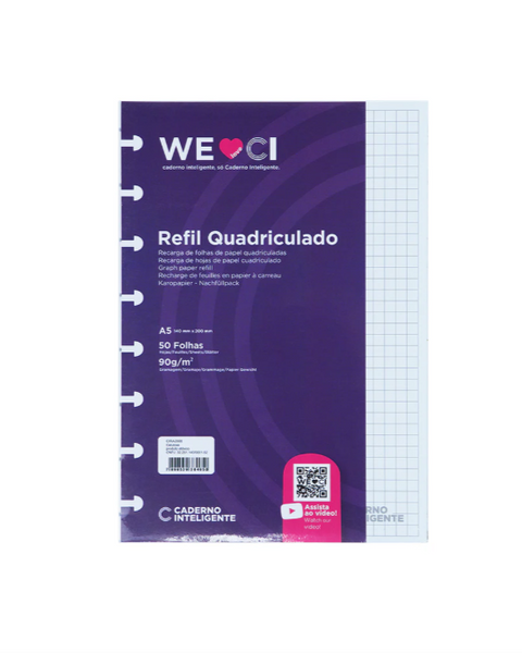 Folhas A5 Quadriculadas Inteligentes 90g