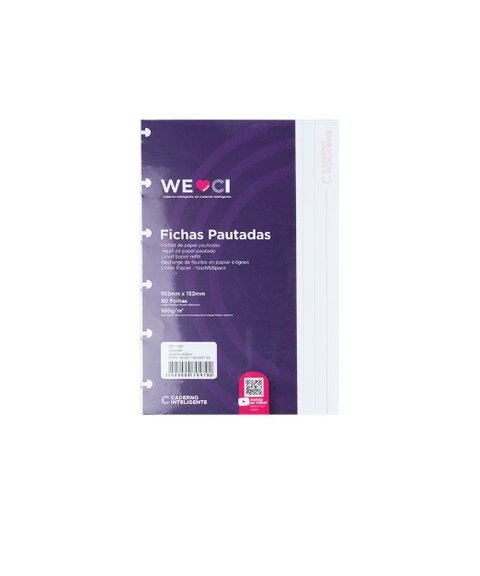 Fichas Caderno Inteligente Pautadas Horizontal 4X6 50 Folhas